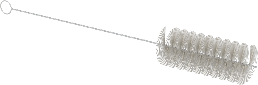 Döngü Saplı Tüp Fırça, Paslanmaz Çelik Kıllı, 1-1/4" Çap, 10" Toplam Uzunluk, Çelik Mil