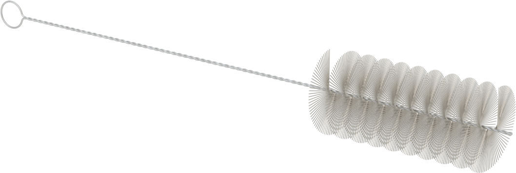 Döngü Saplı Tüp Fırça, Paslanmaz Çelik Kıllı, 1-3/8" Çap, 10" Toplam Uzunluk, Çelik Mil