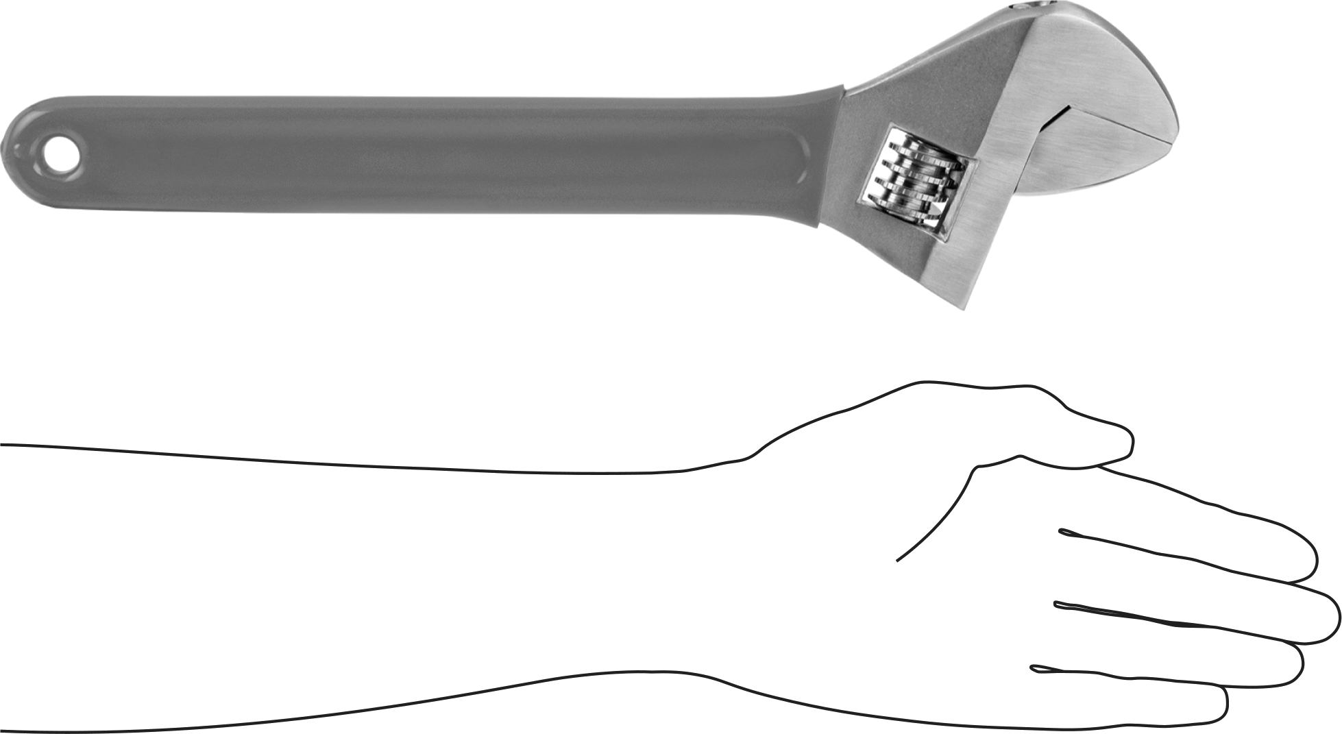Korozyona Dayanıklı 304 Paslanmaz Çelik Ayarlanabilir Anahtar, Yastıklı Tutamak, 14-3/4" Toplam Uzunluk, 1-13/16" Çene Kapasitesi