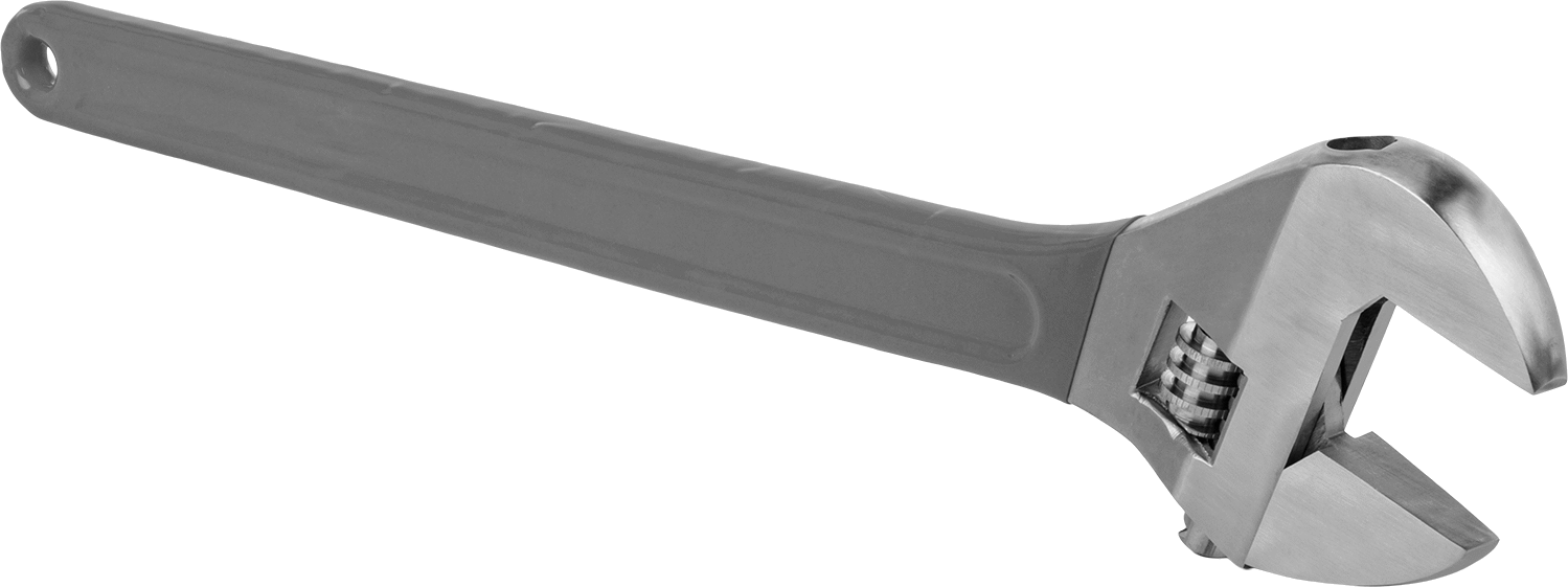 Korozyona Dayanıklı 304 Paslanmaz Çelik Ayarlanabilir Anahtar, Yastıklı Tutamak, 23-3/4" Toplam Uzunluk, Çene Kapasitesi 2-9/16"