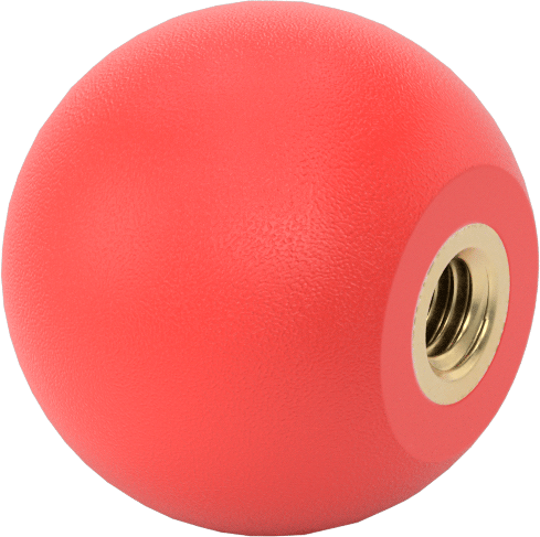 Kırmızı Polipropilen Top Düğme, 5/16"-18 Dişli Delik, 1-3/8" Baş Çapı