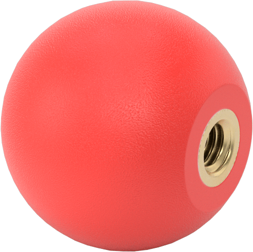 Kırmızı Polipropilen Top Düğme, 5/16"-18 Dişli Delik, 1-1/2" Başlık Çapı