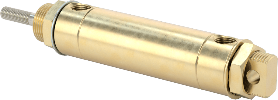 Darbeye Dayanıklı Yuvarlak Gövdeli Hava Silindiri, Evrensel Montaj, 7/8" Çap, 1" Strok Uzunluğu