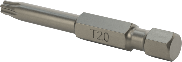 Torx Ucu, Elektrikli Aletler için 1/4" Altıgen Şaft, T20 Boyutu, 2" Toplam Uzunluk