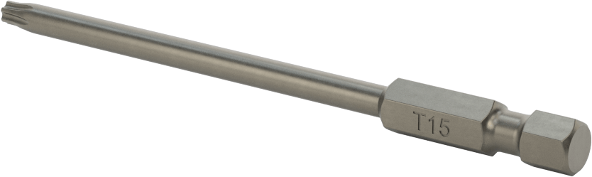 Torx Ucu, Elektrikli Aletler için 1/4" Altıgen Şaft, T15 Boyutu, 3,5 inç Toplam Uzunluk