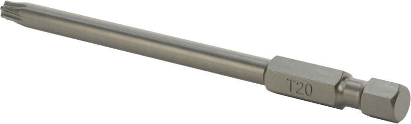 Torx Ucu, Elektrikli Aletler için 1/4" Altıgen Şaft, T20 Boyutu, 3,5 inç Toplam Uzunluk