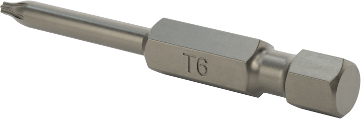 Torx Ucu, Elektrikli Aletler için 1/4" Altıgen Şaft, T6 Boyutu, 2" Toplam Uzunluk