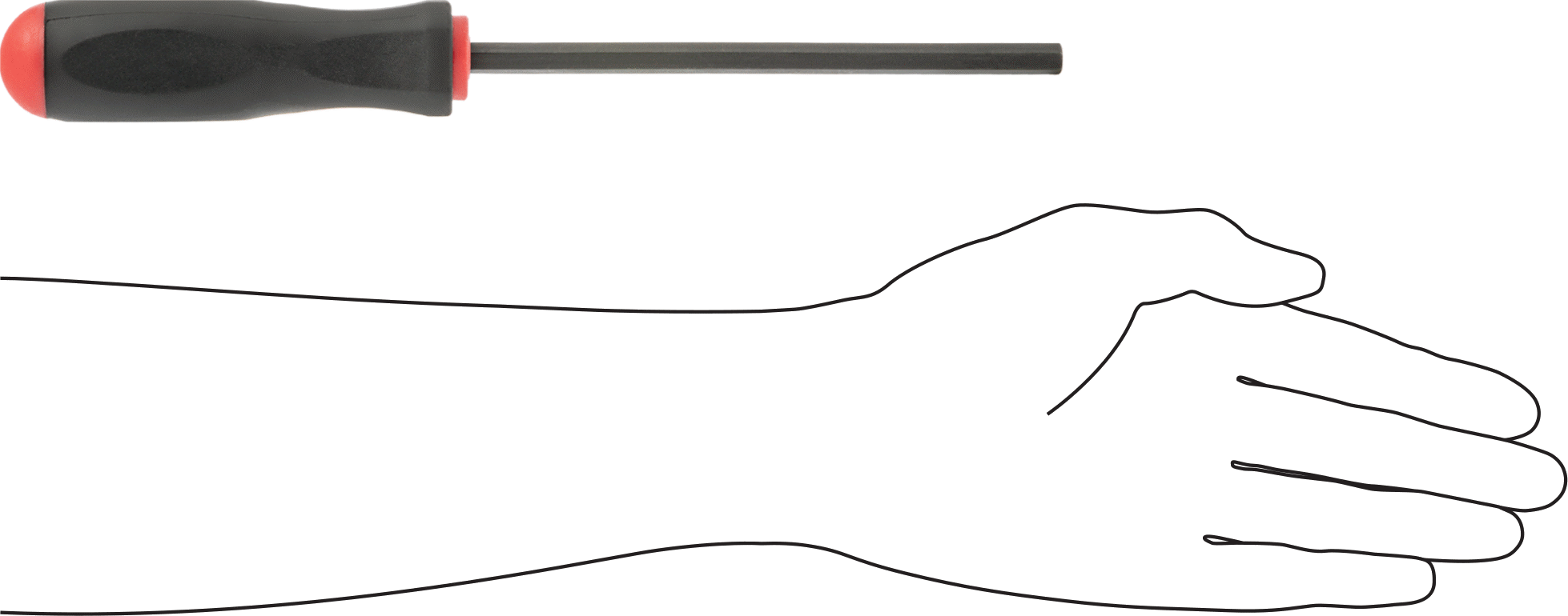 Yastıklı Altıgen Tornavida, 8 mm Tahrik Boyutu, 11-1/4" Toplam Uzunluk