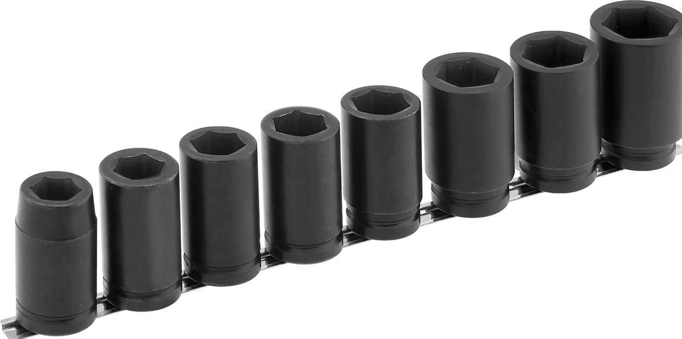 6 Uçlu Darbeli Soket, 8 Parça Set, 3/4" Kare Tahrik, Derin Soketler