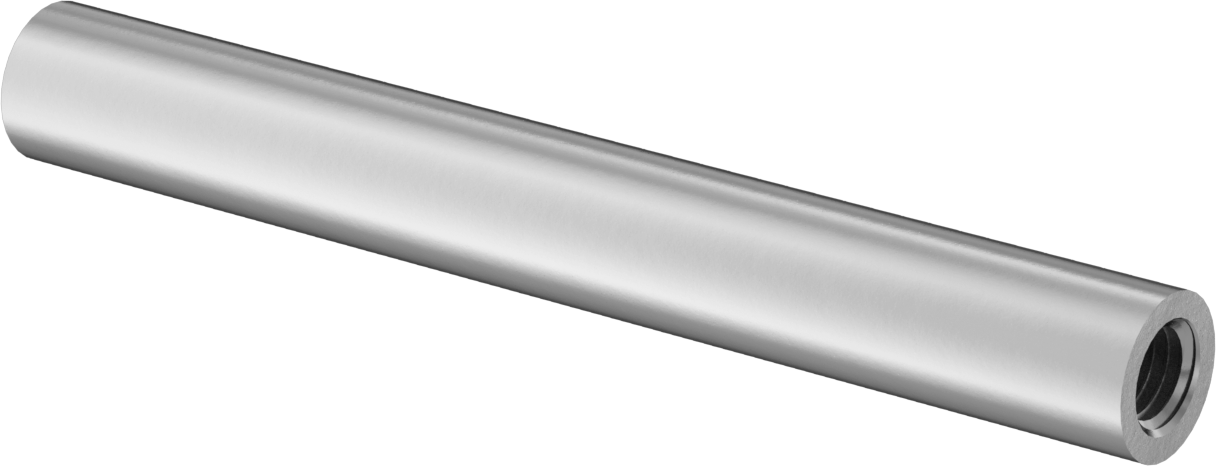 İçten Dişli Bağlantı Çubuğu, 18-8 Paslanmaz Çelik, 1/4"-28 Diş Boyutu, 3" Toplam Uzunluk