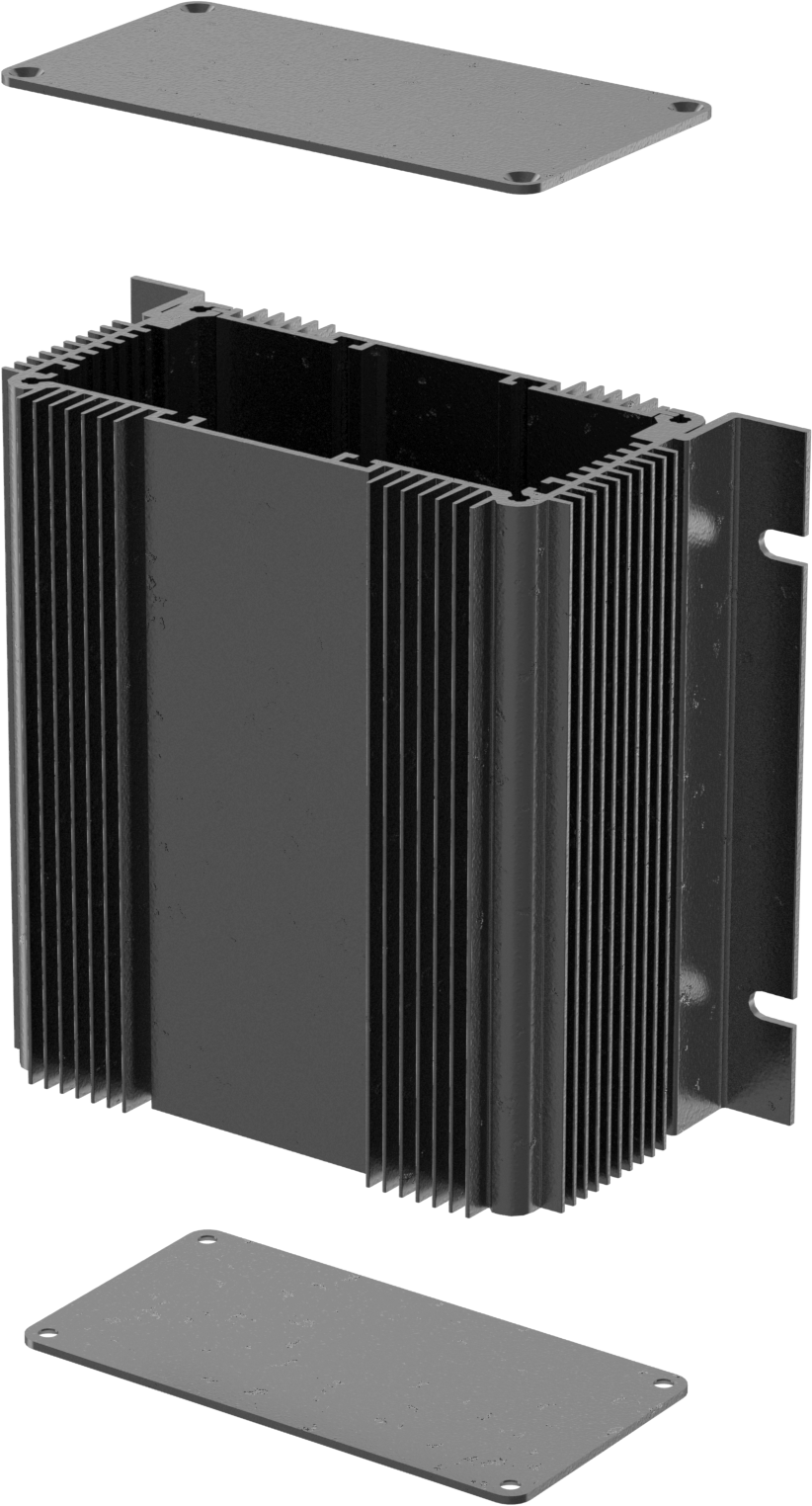 Isı Dağıtıcı Devre Kartı Muhafazası, 4-3/4“ Yükseklik x 4-3/8” Genişlik x 2-3/8" Derinlik, Siyah