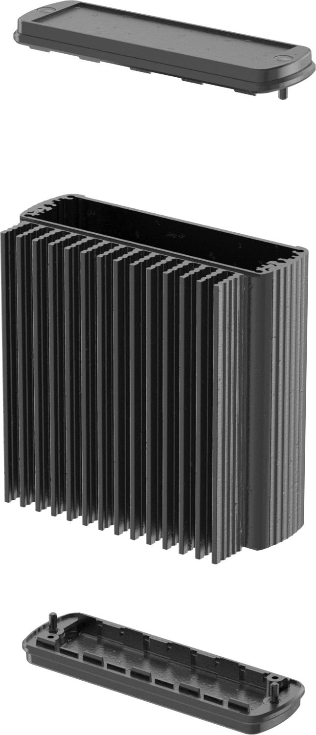 Isı Dağıtıcı Devre Kartı Muhafazası, Toz Boyalı Alüminyum, 4" Yükseklik, 4-1/8" Genişlik