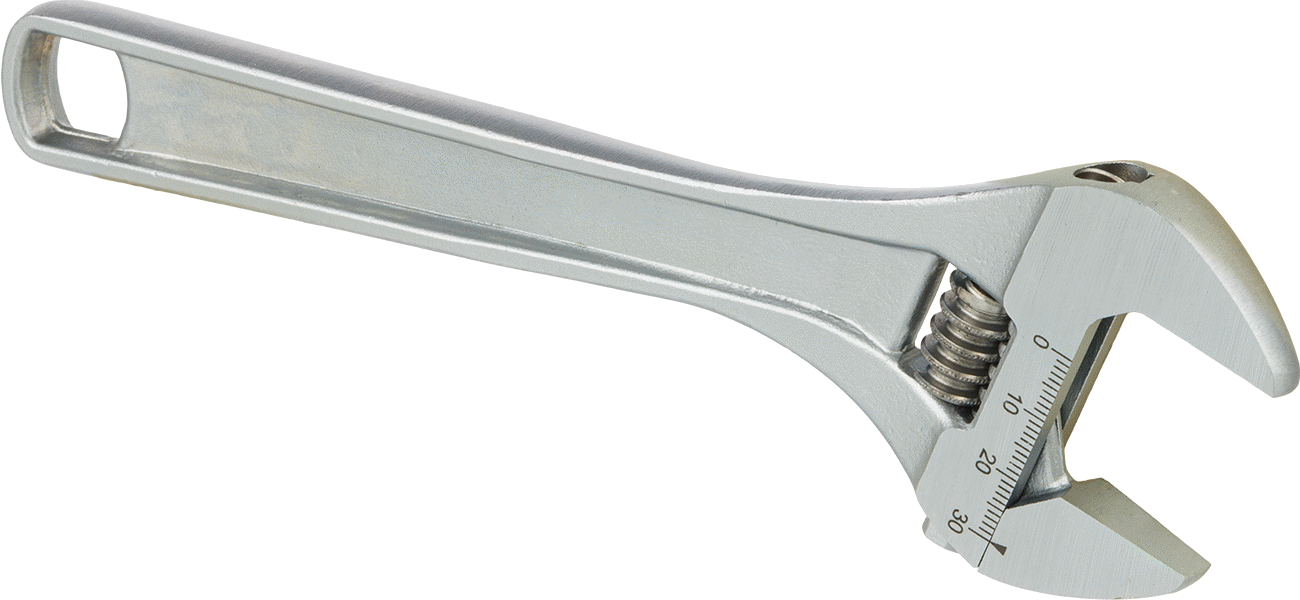 Krom Kaplı Çelik Ayarlanabilir Anahtar, Düz Tutamak, 8" Toplam Uzunluk, 1-1/8" Maksimum Çene Kapasitesi