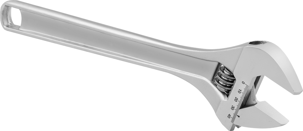 Krom Kaplı Çelik Ayarlanabilir Anahtar, Düz Tutamak, 15" Toplam Uzunluk, 1-11/16" Maksimum Çene Kapasitesi
