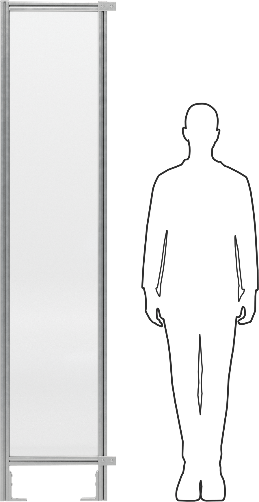 7 Fit Toplam Yükseklik x 1'6" Genişlik, T-Yivli Çerçeveleme Makinesi Koruyucusu için Katı Panel