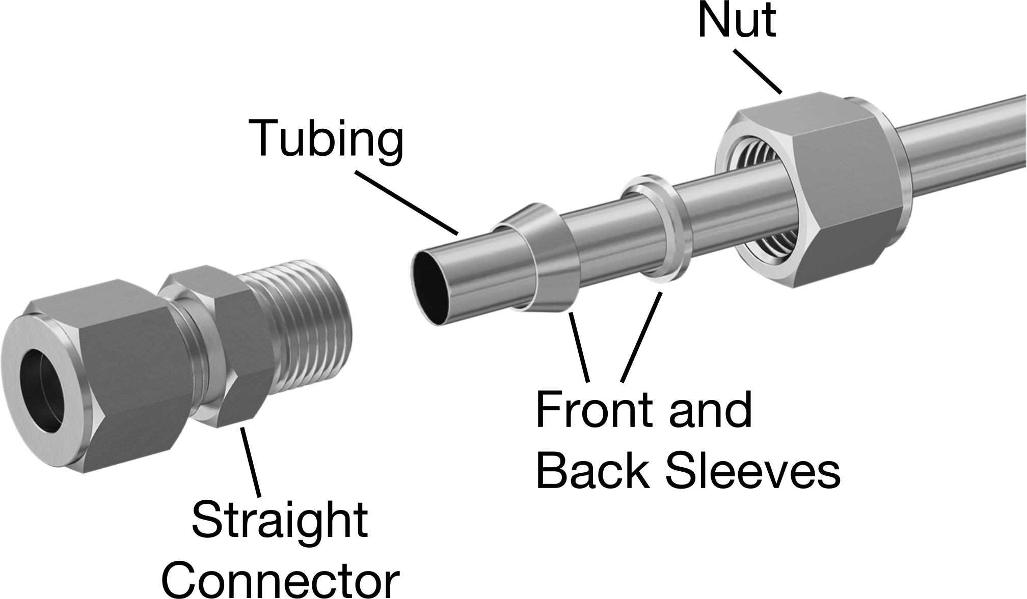 Bakır Boru için Yor-Lok Bağlantı Parçası, 1/4" Boru Dış Çapı x 1/8 NPT Dişi için Düz Adaptör