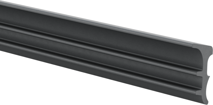 T-Yivli Çerçeve Paneli Contası, 1" ve 25 mm yüksekliğinde tek ray için, 6 Fit Uzunluk, Gri