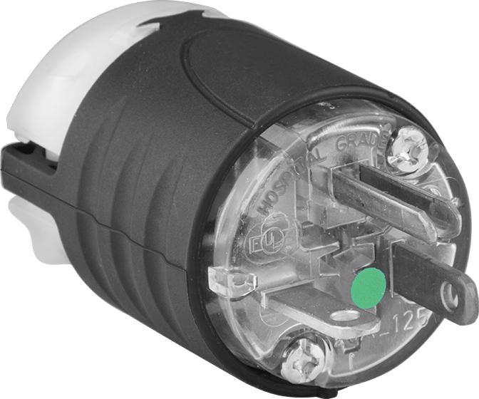 Sure-Grip Düz Uçlu Konektör, Üç Kanatlı Erkek Fiş, NEMA 5-20, Siyah