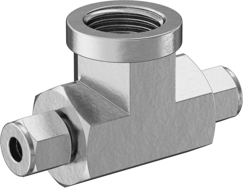 Bakır Boru için Hassas Sıkıştırma Bağlantı Elemanı, 1/4" Dış Çaplı Boru x 1/2 NPT Dişi için Hat Üstü T Adaptörü