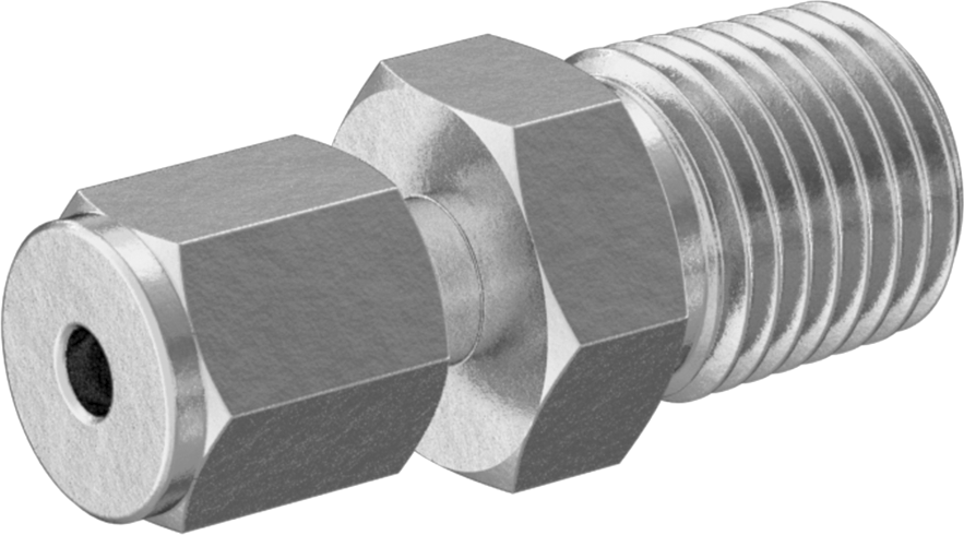 Bakır Boru için Hassas Sıkıştırma Bağlantı Elemanı, 1/8" Boru Dış Çap x 1/4 NPT Erkek için Düz Adaptör