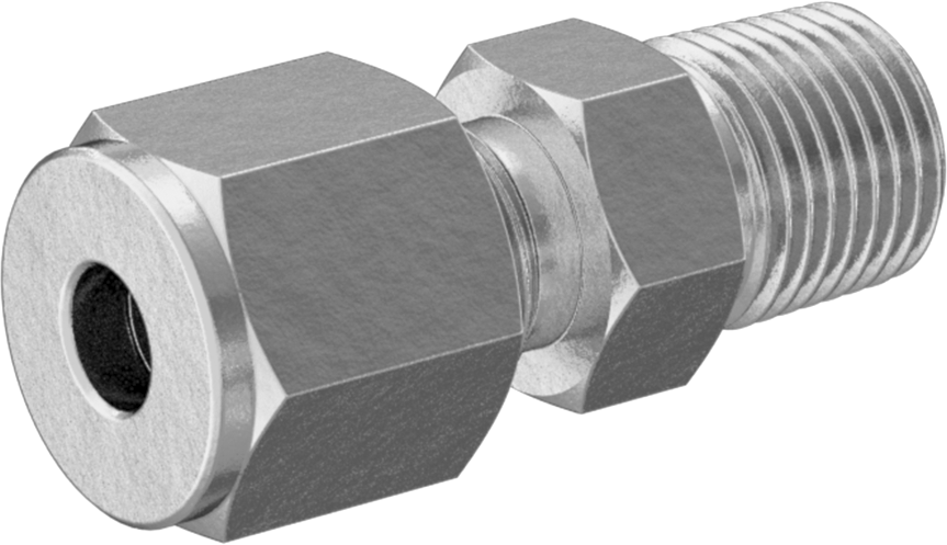 Bakır Boru için Hassas Sıkıştırma Bağlantı Elemanı, 3/16" Boru Dış Çapı x 1/8 NPT Erkek için Düz Adaptör
