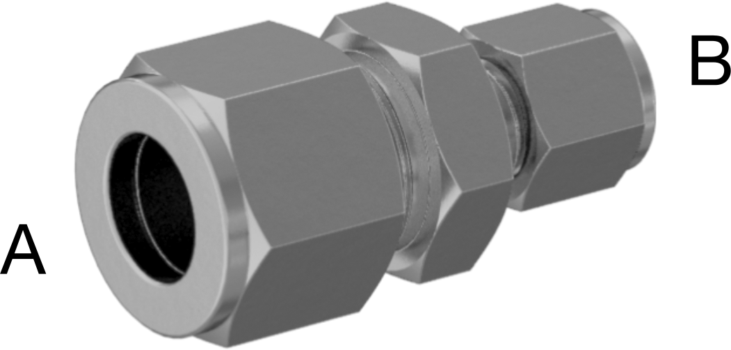 Bakır Boru için Hassas Sıkıştırma Bağlantı Elemanı, 1/2“ x 1/4” Dış Çaplı Boru için Düz Redüktör