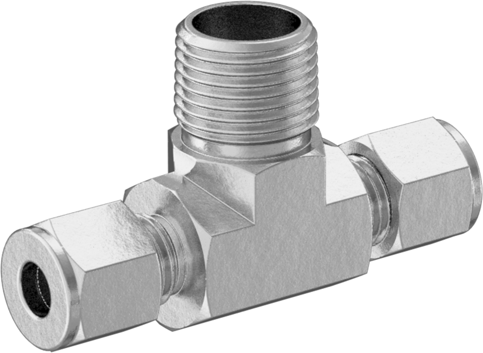 Bakır Boru için Hassas Sıkıştırma Bağlantı Elemanı, 1/4" Dış Çaplı Boru x 3/8 NPT Erkek için Hat Üstü T Adaptörü