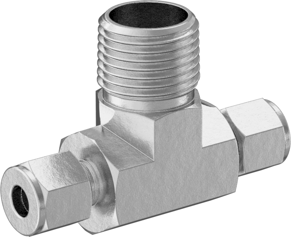 Bakır Boru için Hassas Sıkıştırma Bağlantı Elemanı, 1/4" Dış Çaplı Boru x 1/2 NPT Erkek için Hat Üstü T Adaptörü