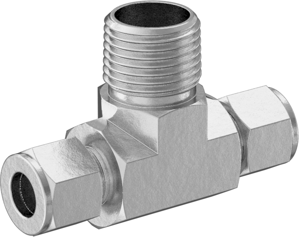 Bakır Boru için Hassas Sıkıştırma Bağlantı Elemanı, 3/8" Boru Dış Çapı x 1/2 NPT Erkek için Hat Üstü T Adaptörü