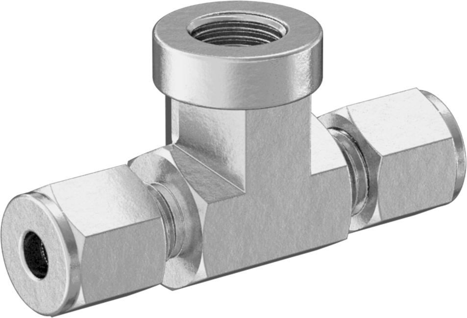 Bakır Boru için Hassas Sıkıştırma Bağlantı Elemanı, 3/16" Dış Çaplı Boru x 1/8 NPT Dişi için Hat Üstü T Adaptörü