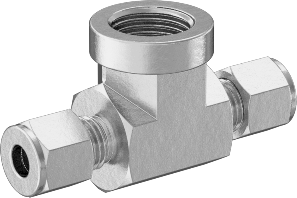 Bakır Boru için Hassas Sıkıştırma Bağlantı Elemanı, 1/4" Boru Dış Çapı x 3/8 NPT Dişi için Hat Üstü T Adaptörü
