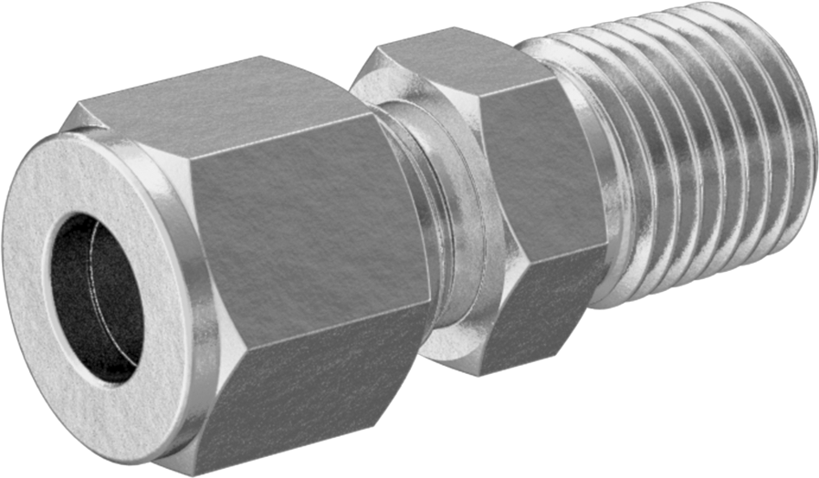 Bakır Boru için Hassas Sıkıştırma Bağlantı Elemanı, 5/16" Boru Dış Çapı x 1/4 NPT Erkek için Düz Adaptör