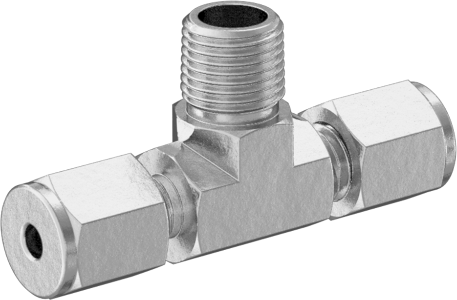 Bakır Boru için Hassas Sıkıştırma Bağlantı Elemanı, 1/8" Dış Çaplı Boru x 1/8 NPT Erkek için Hat Üstü T Adaptörü