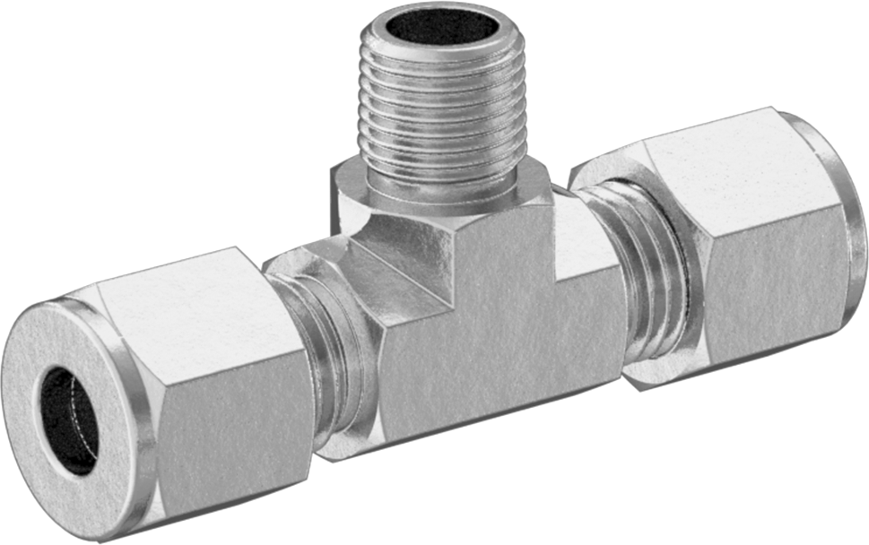 Bakır Boru için Hassas Sıkıştırma Bağlantı Elemanı, 1/4" Dış Çaplı Boru x 1/8 NPT Erkek için Hat Üstü T Adaptörü