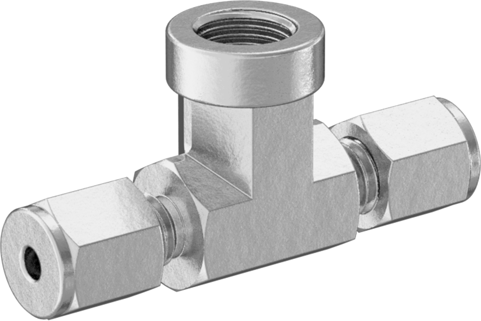 Bakır Boru için Hassas Sıkıştırma Bağlantı Elemanı, 1/8" Dış Çaplı Boru x 1/8 NPT Dişi için Hat Üstü T Adaptörü