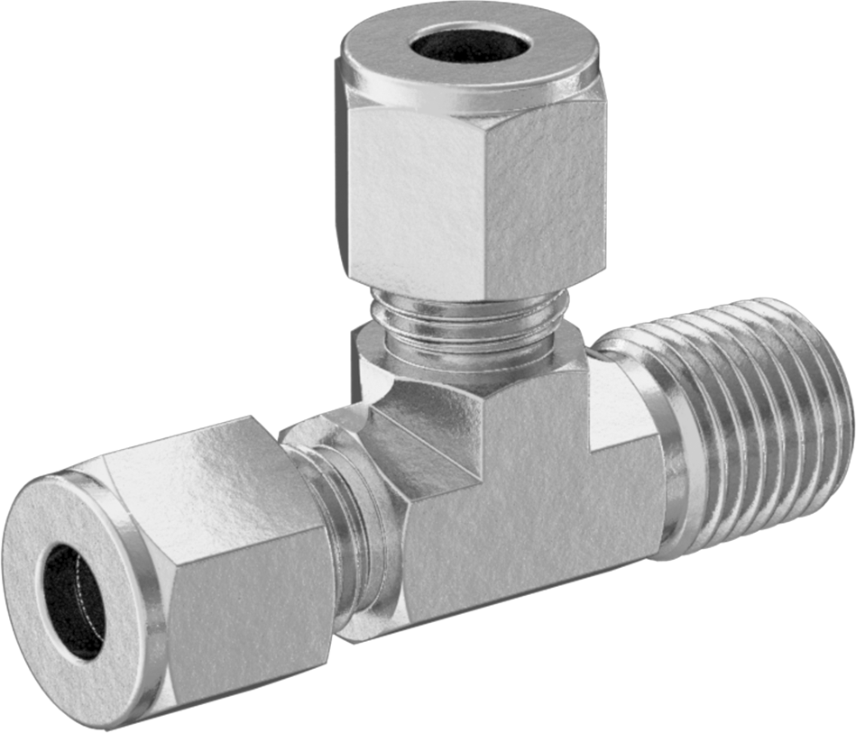 Bakır Boru için Hassas Sıkıştırma Bağlantı Elemanı, 1/4" Dış Çaplı Boru x 1/4 NPT Erkek için Dik Açı T