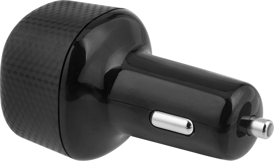 USB Şarj Cihazı, Araç Fişi ile, 1 USB-A, 1 USB-C, Siyah