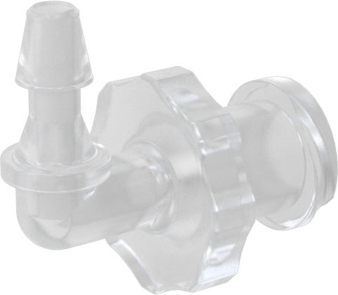 Luer Lock Boru Bağlantısı, 90 Derece Soketler, Polipropilen, 3/32" Dikenli Boru İç Çapı için