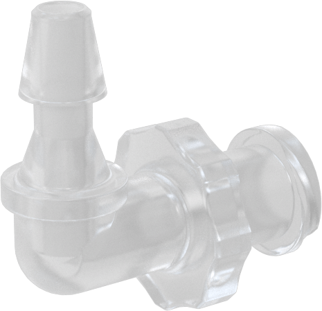 Luer Lock Boru Bağlantısı, 90 Derece Soketler, Polipropilen, 1/8" Dikenli Boru İç Çapı için