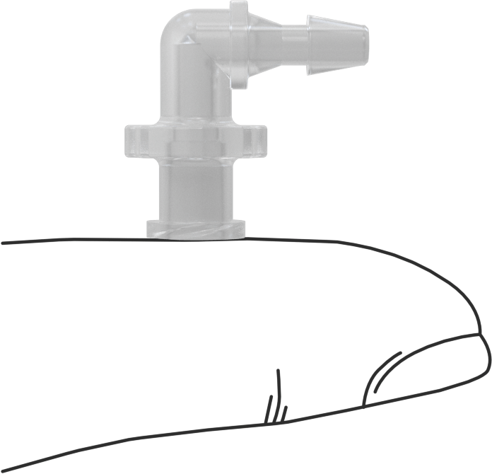 Luer Lock Boru Bağlantısı, 90 Derece Soketler, Polipropilen, 1/8" Dikenli Boru İç Çapı için