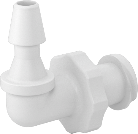 Luer Lock Boru Bağlantısı, 90 Derece Soketler, Naylon, 1/8" Dikenli Boru İç Çapı için