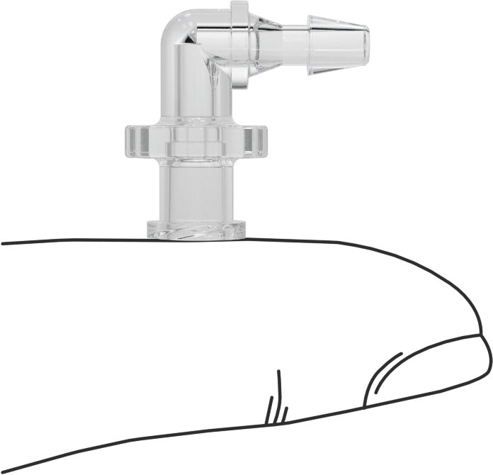 Luer Lock Boru Bağlantısı, 90 Derece Soketler, Poliolefin, 1/8" Dikenli Boru İç Çapı için