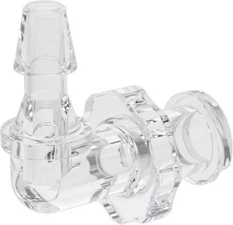 Luer Lock Boru Bağlantısı, 90 Derece Soketler, Poliolefin, 1/8" Dikenli Boru İç Çapı için
