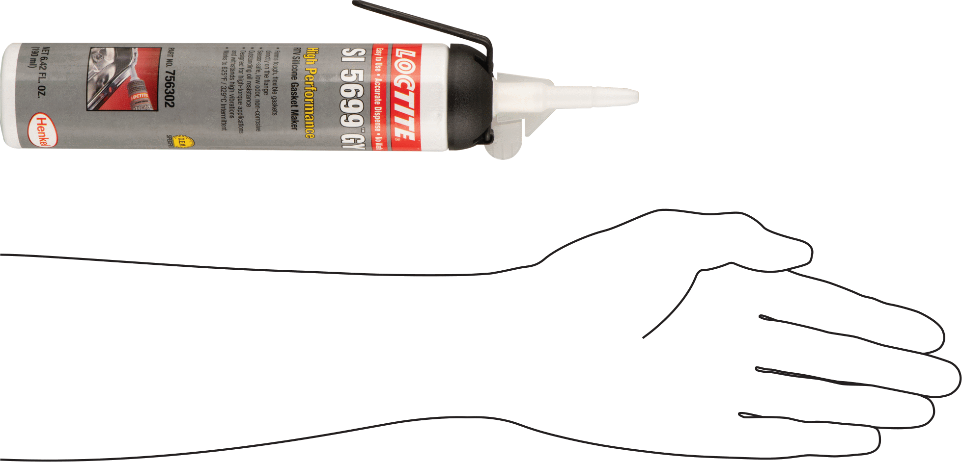 Sert Yağa Dayanıklı Conta Yapıcı, Loctite® 5699, 6,4 FL. oz. Nozullu Teneke Kutu