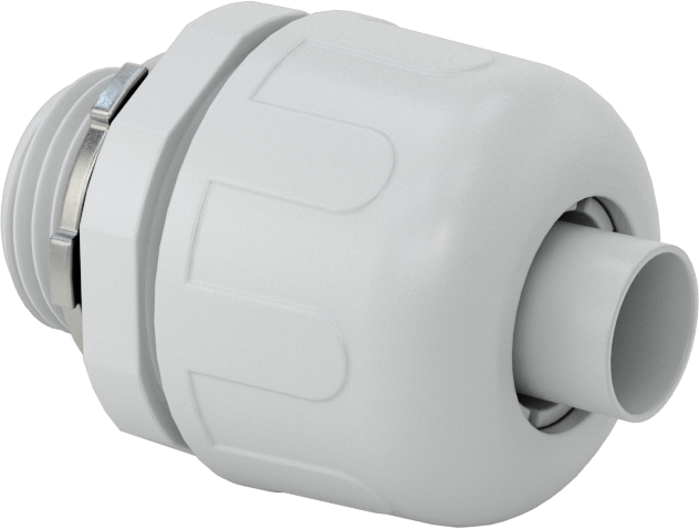 Sıvı Geçirmez Esnek Plastik Kanal Adaptörü, Düz, 3/8 Push-In Dişi x 1/2 NPT Erkek, Gri