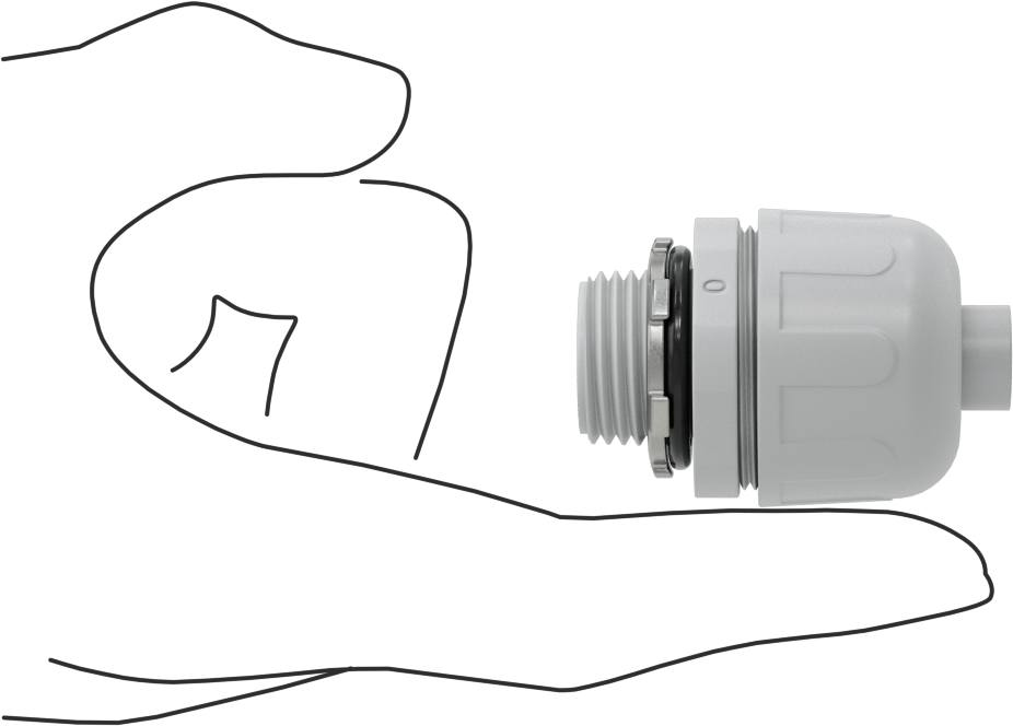 Sıvı Geçirmez Esnek Plastik Kanal Adaptörü, Düz, 3/8 Push-In Dişi x 1/2 NPT Erkek, Gri