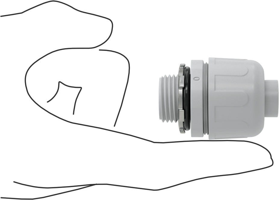Sıvı Geçirmez Esnek Plastik Kanal Adaptörü, Düz, 1/2 Push-In Dişi x 1/2 NPT Erkek, Gri