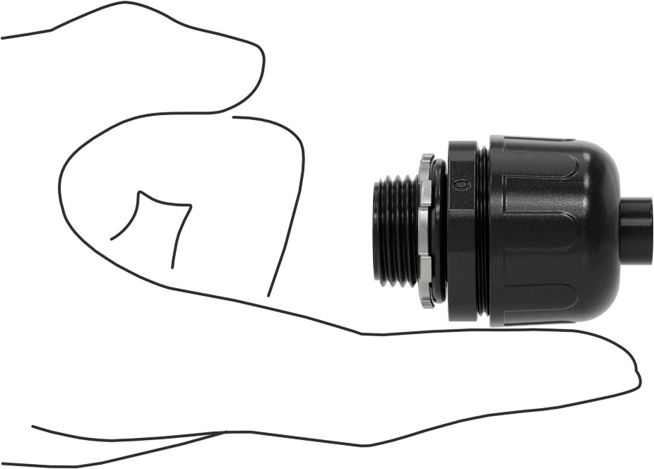 Sıvı Geçirmez Esnek Plastik Kanal Adaptörü, Düz, 3/8 Push-In Dişi x 1/2 NPT Erkek, Siyah