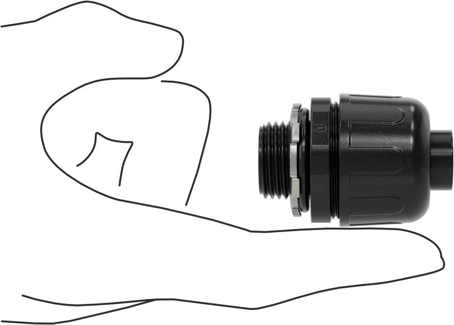 Sıvı Geçirmez Esnek Plastik Kanal Adaptörü, Düz, 1/2 Push-In Dişi x 1/2 NPT Erkek, Siyah