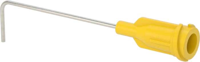 Luer Lock Bağlantılı Paslanmaz Çelik Şırınga İğneleri, 90 Derece Açı, 20 Gauge, 1-1/2" Uzunlukta İğne